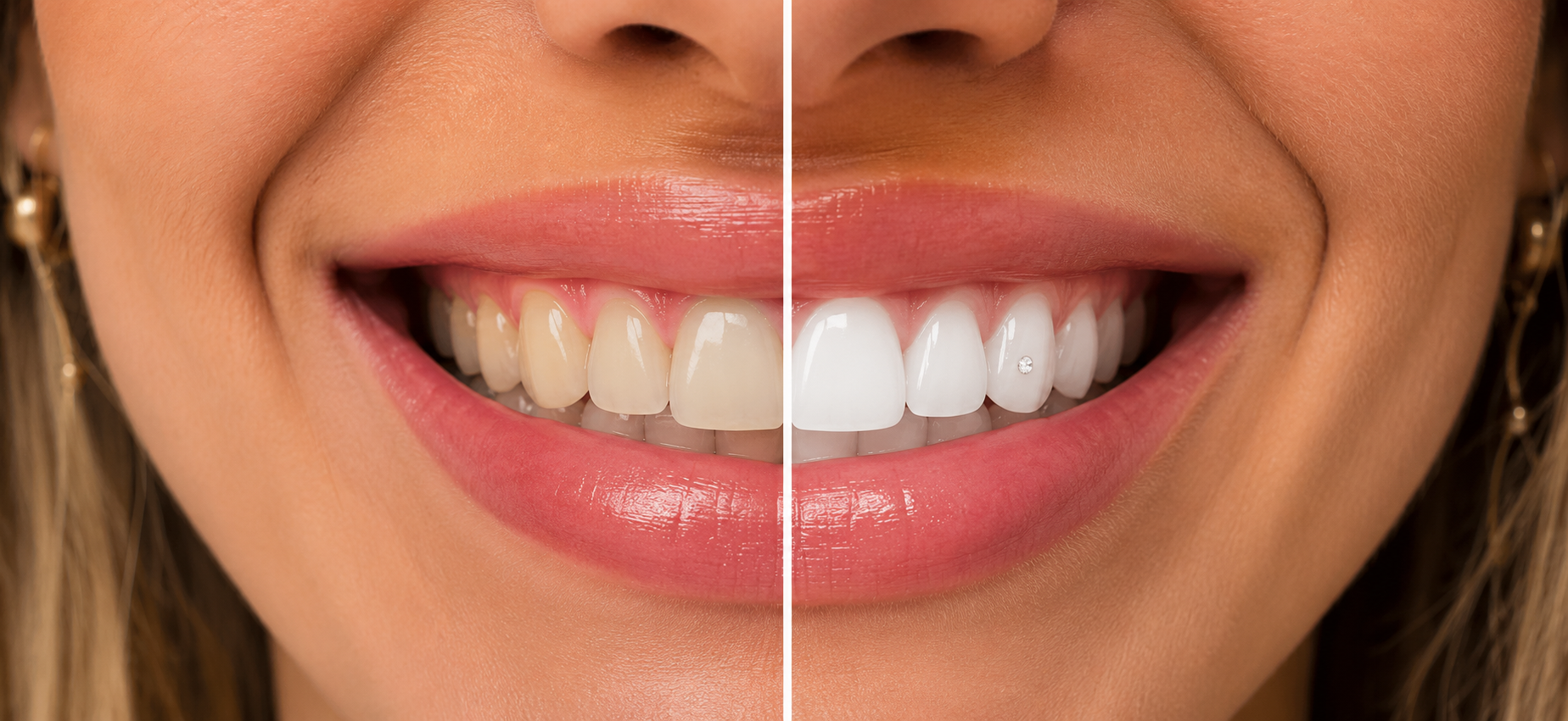Vorher / Nachher – Bleaching & Zahnschmuck im Glow Smile Studio Hamburg (2)